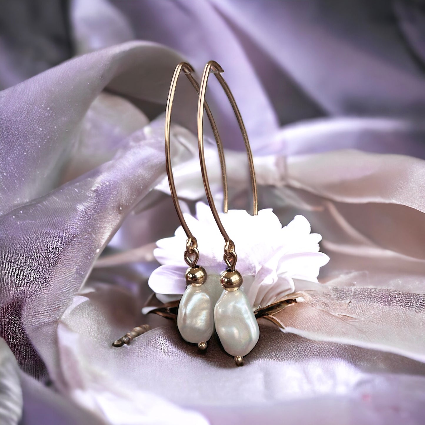 Keshi fresh water pearl earrings
