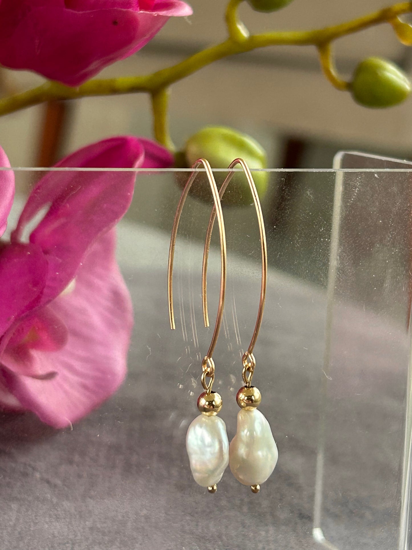 Keshi fresh water pearl earrings