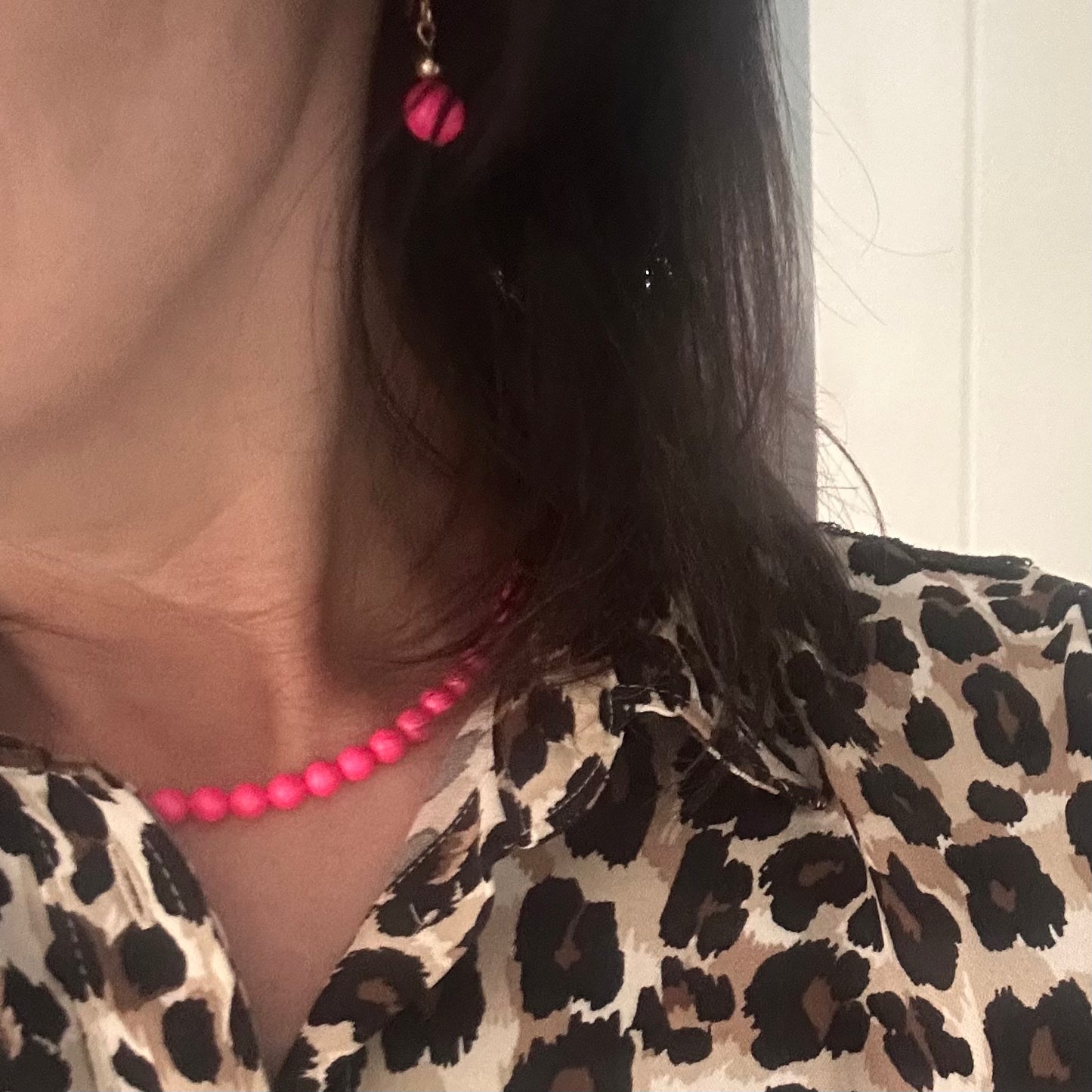 Neon Pink Swarovski necklace