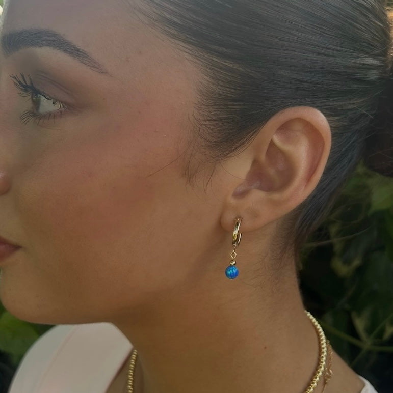 Blue fire Opal Huggies
