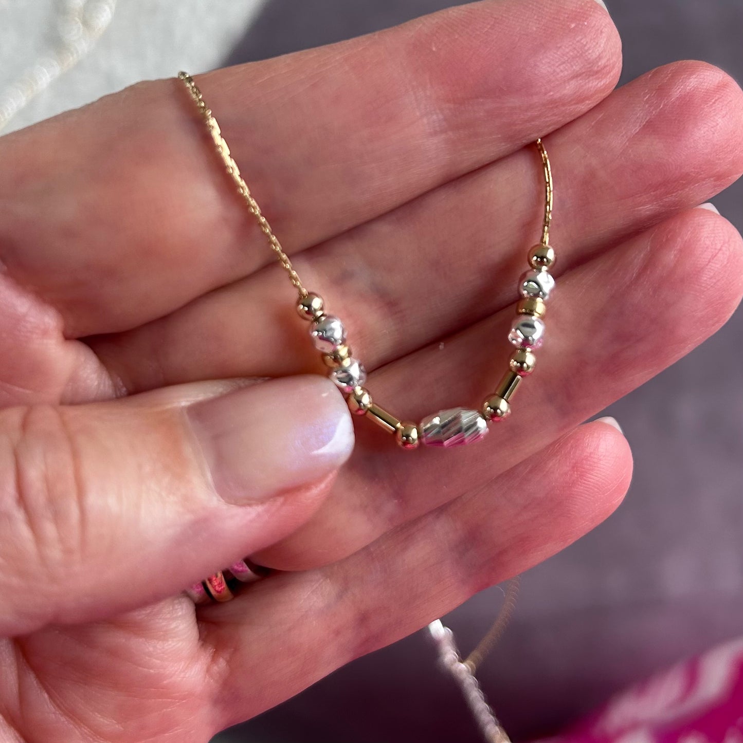 Oval mixed metal necklace