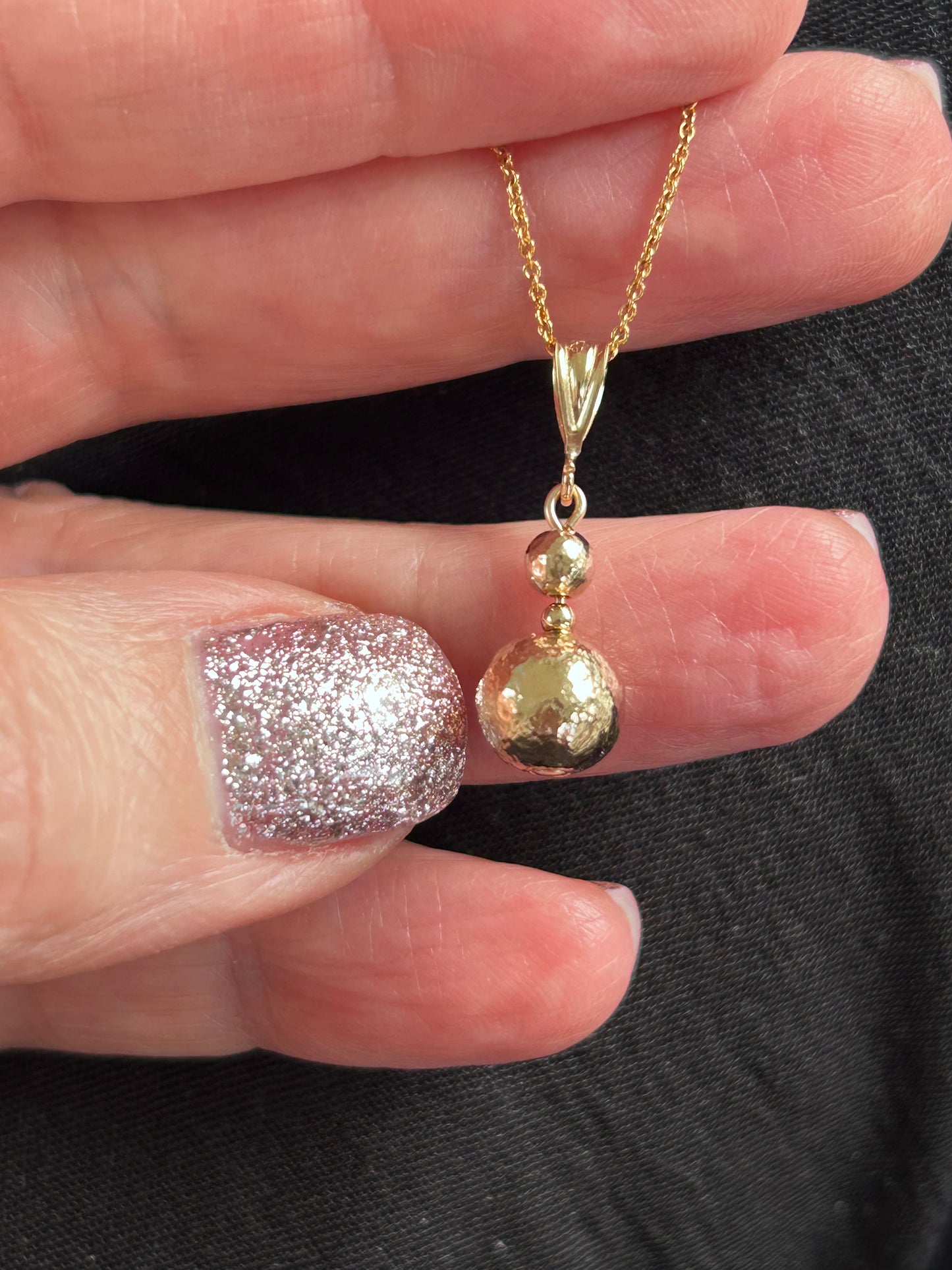 Hammered Gold Ball necklace