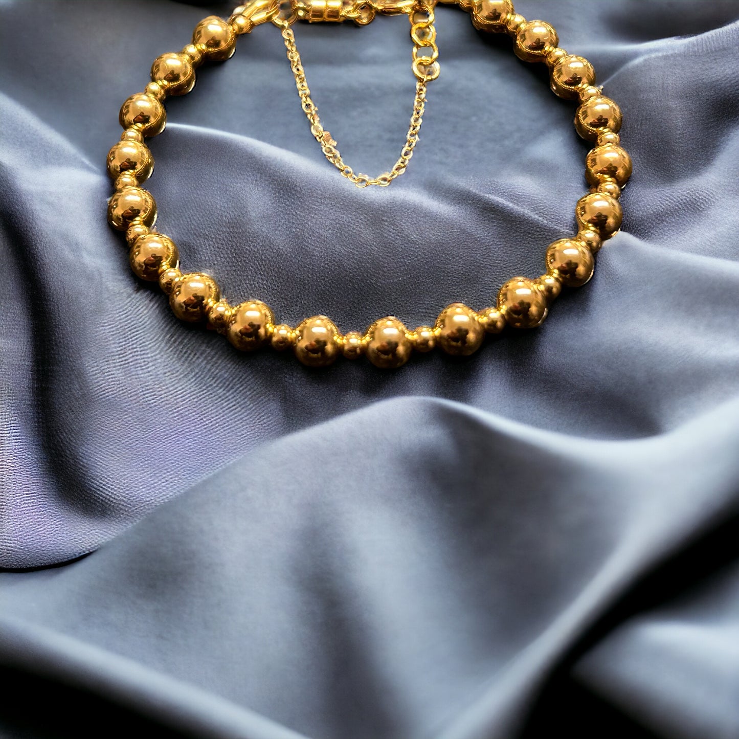 Large Beaded 14K Gold Filled (or Silver) Bracelet