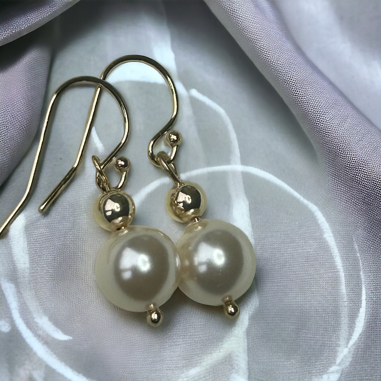 Swarovski Short Pearl Earrings (14K Gold Filled)