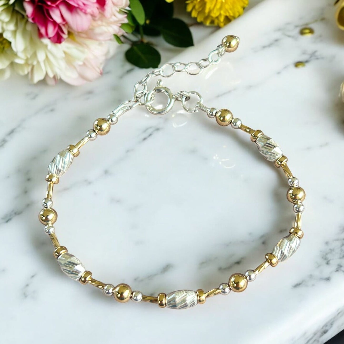 Oval Gold and silver mixed metal bracelet