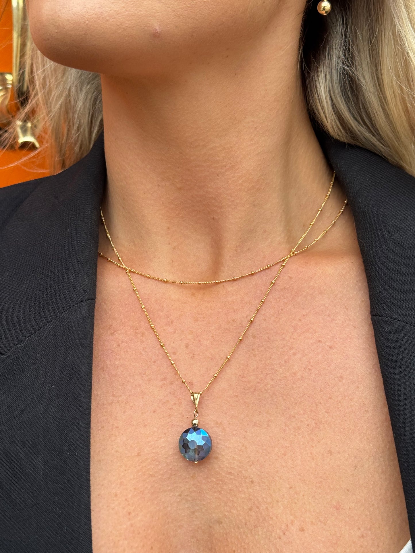 Blue crystal Satellite necklace
