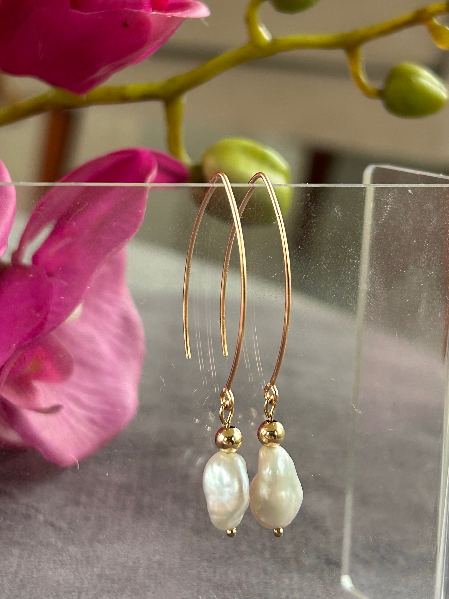 Keshi fresh water pearl earrings