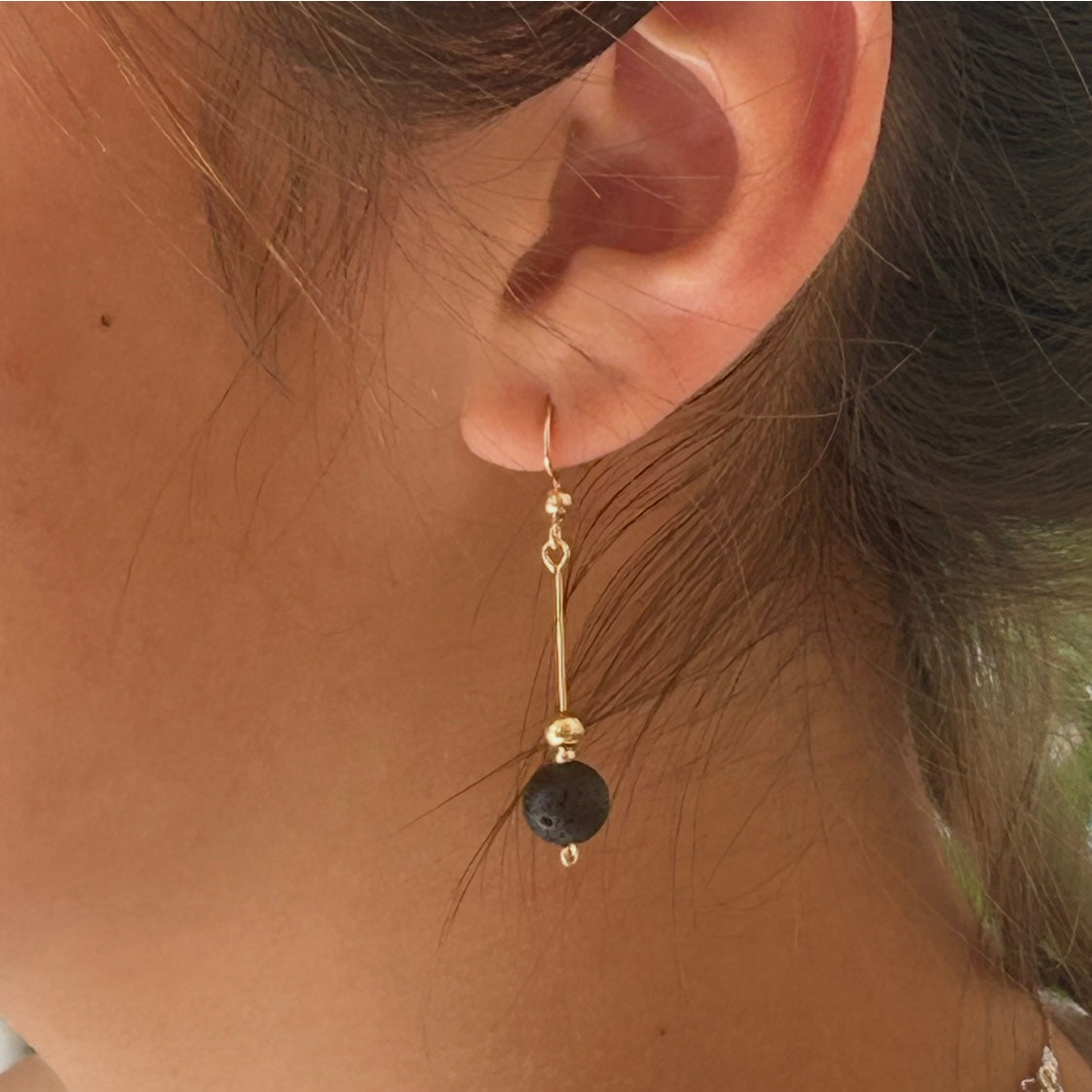 Lava Stone 14k Gold Filled Earrings