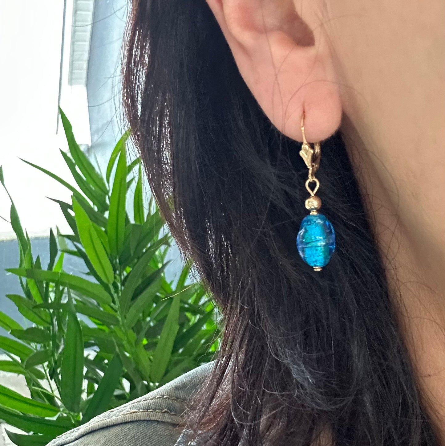 Indian Turquoise Fleur de Lis earrings.