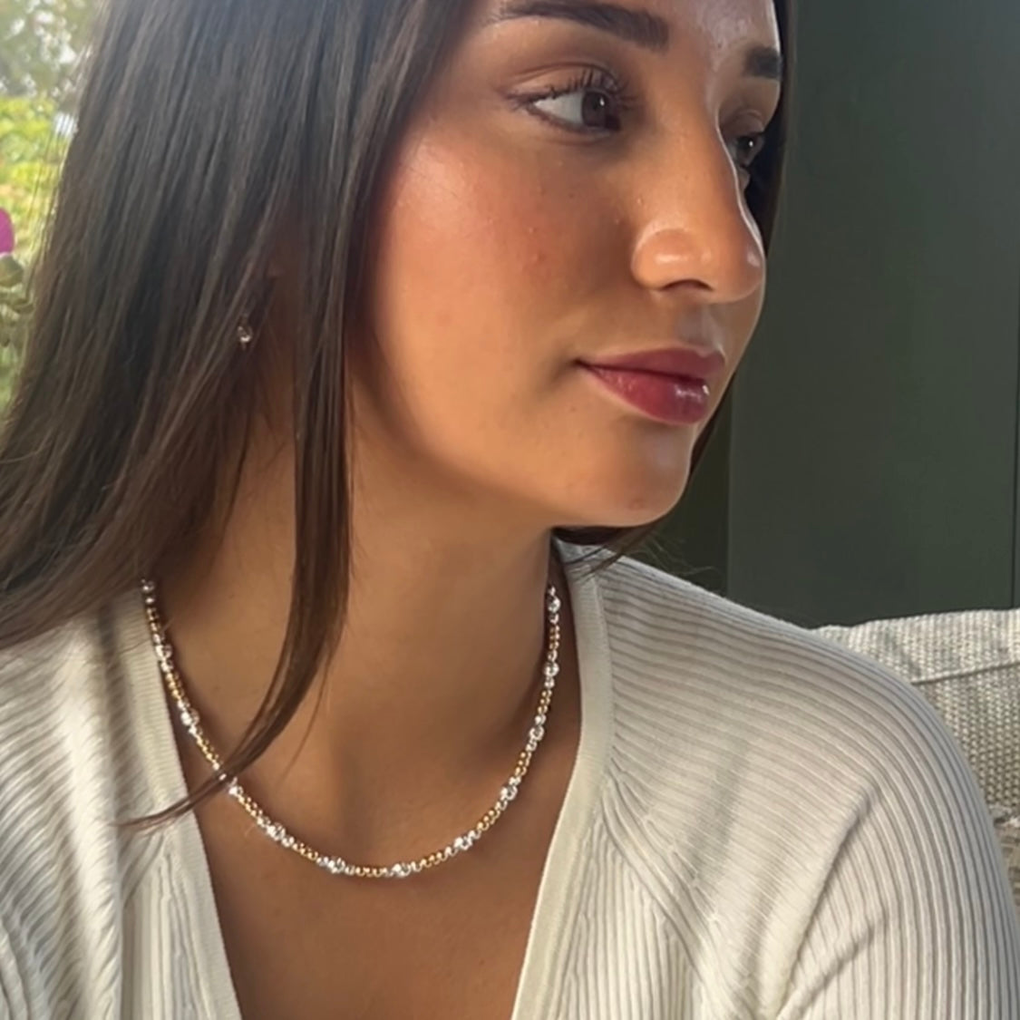 Hammered mixed metal necklace