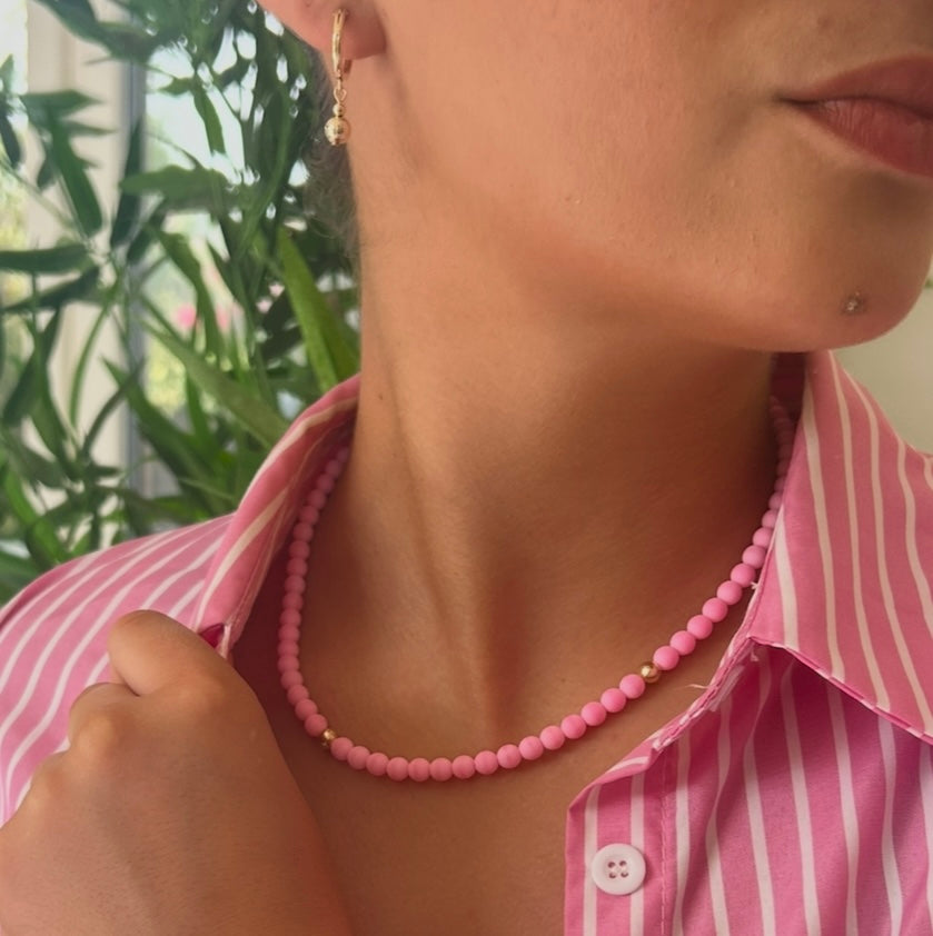 Soft Pink Beaded Necklace