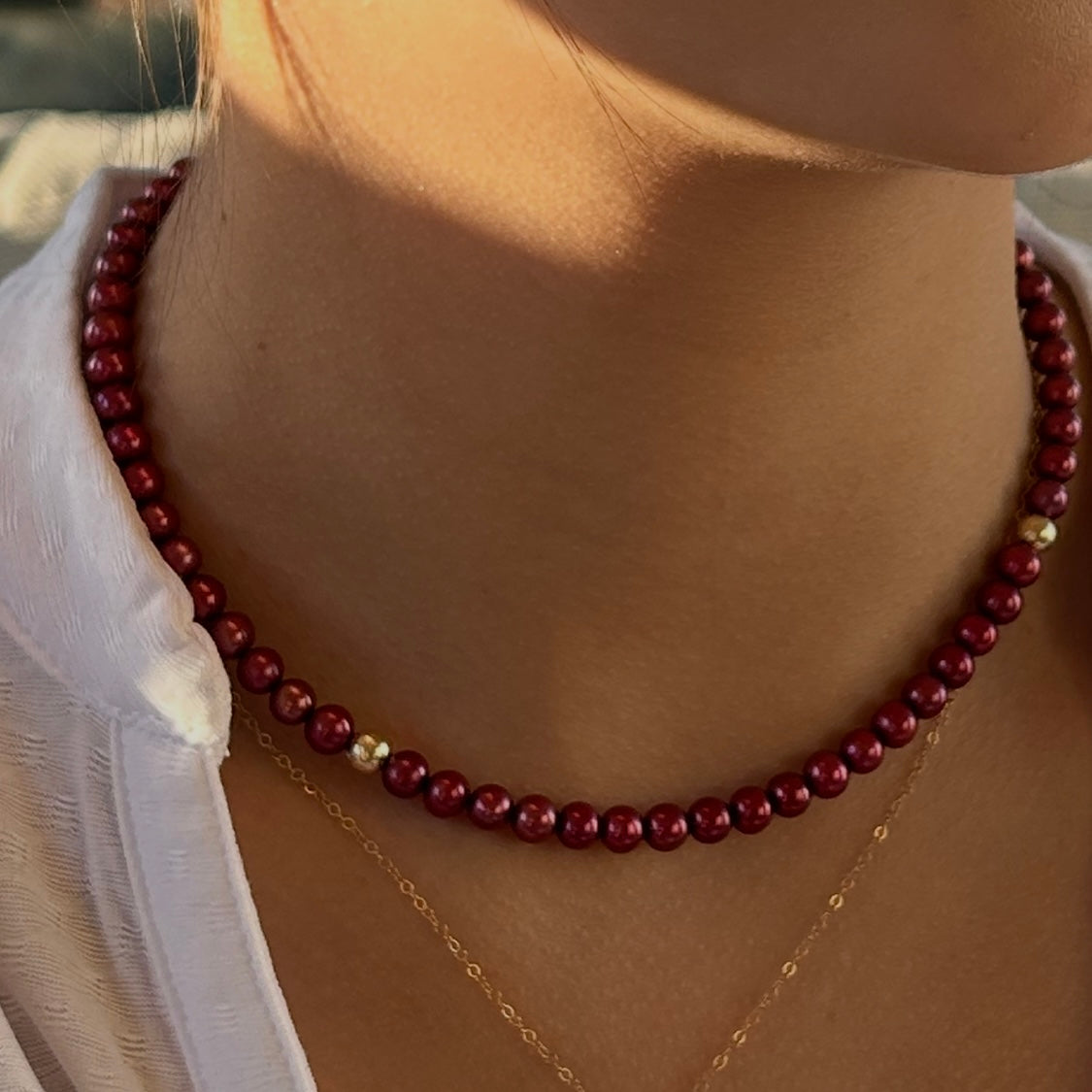 Burgundy Fresh Water Pearl necklace