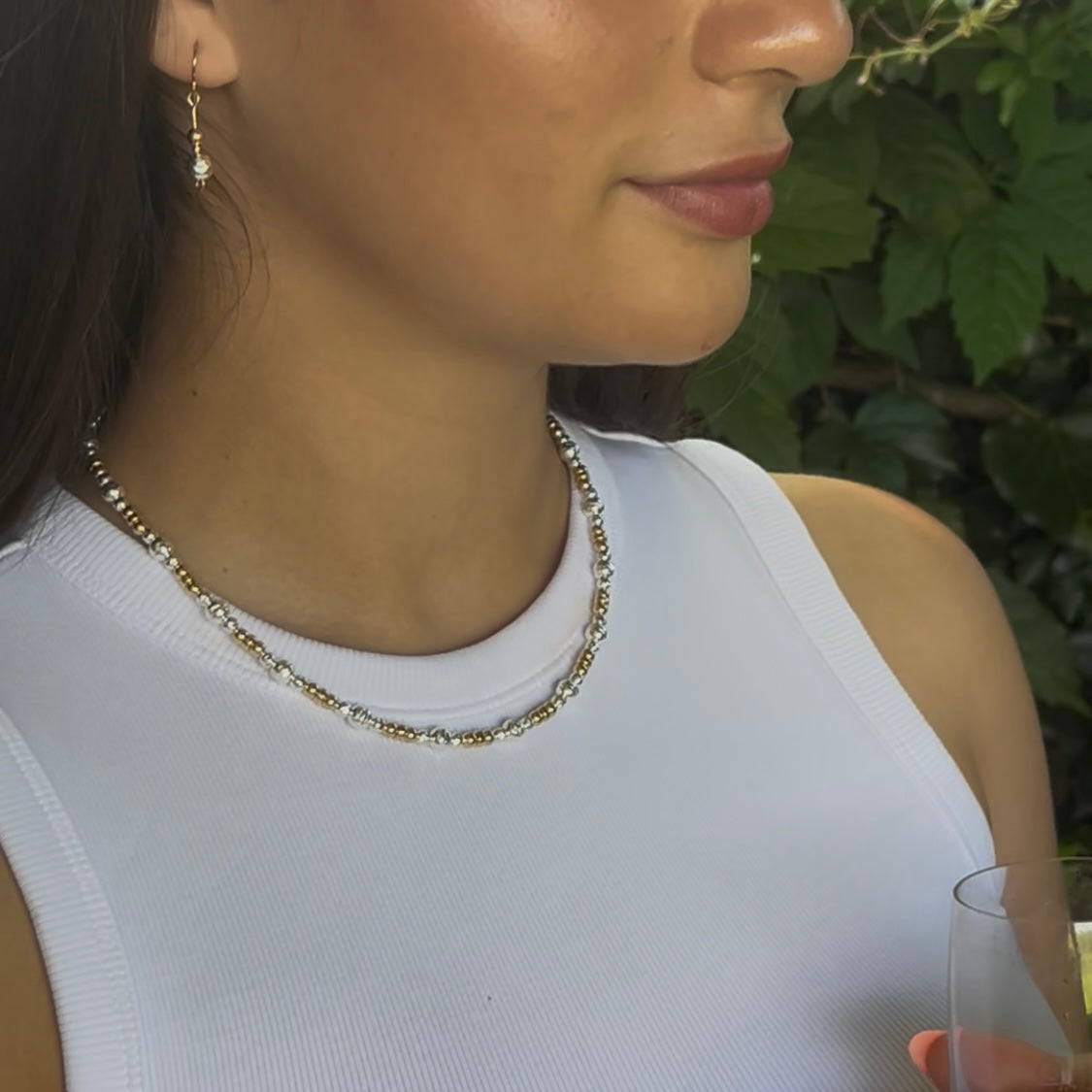 Hammered mixed metal necklace