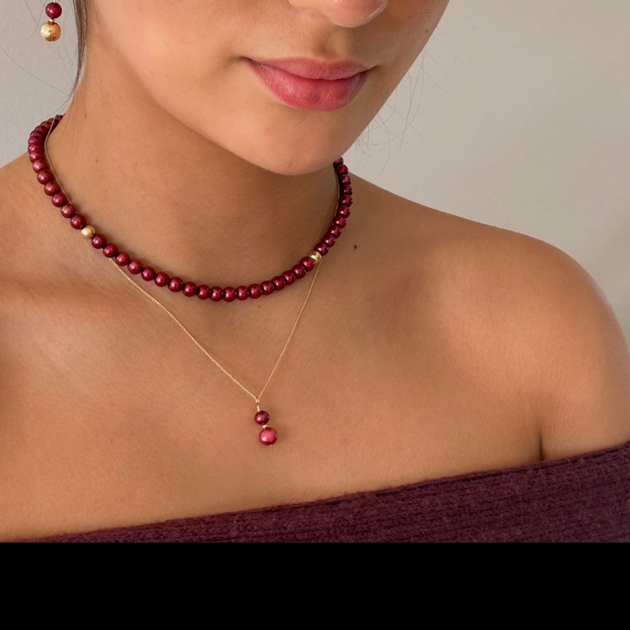 9ct Gold Freshwater Burgundy Pearl  Pendant