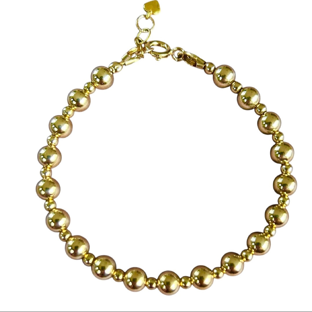 Large Beaded 14K Gold Filled (or Silver) Bracelet