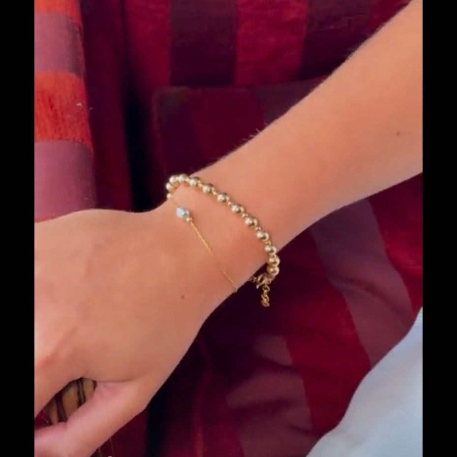Large Beaded 14K Gold Filled (or Silver) Bracelet
