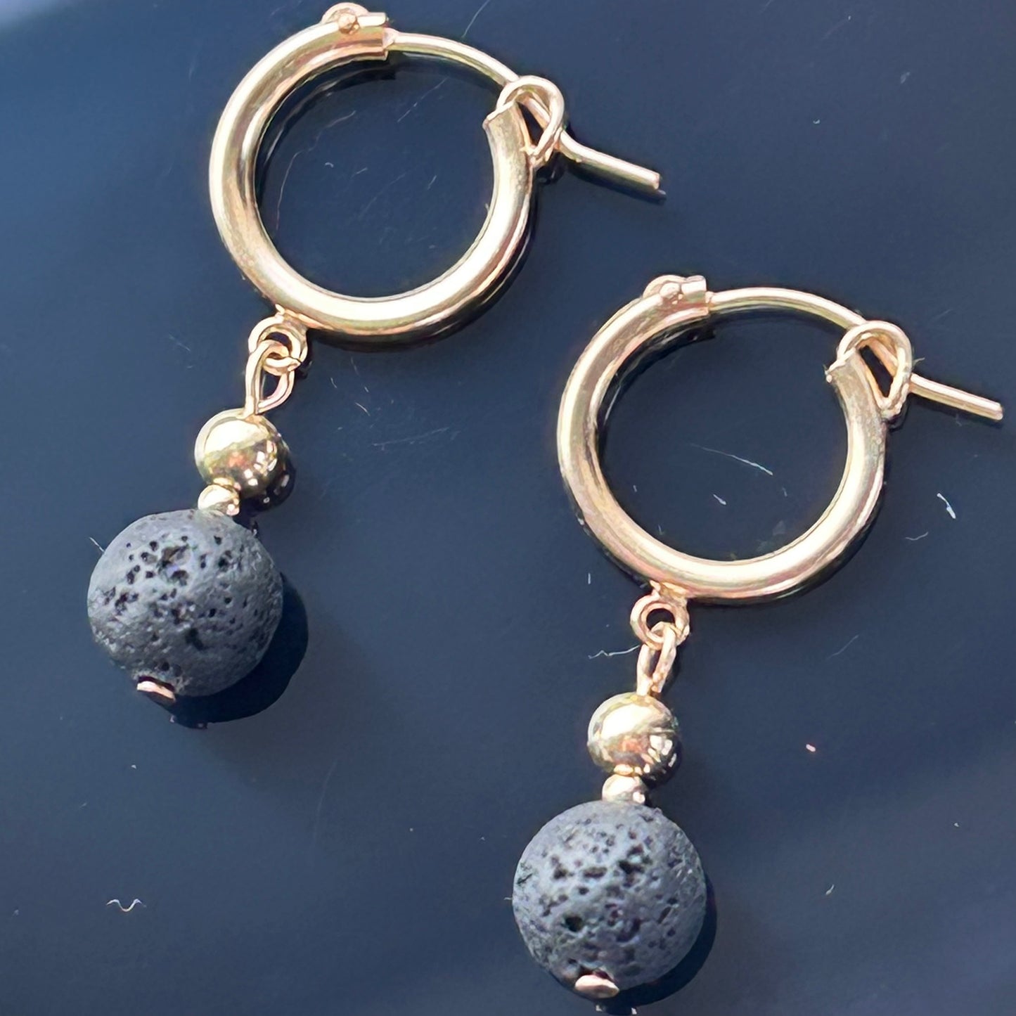 Black Lava Stone Huggies