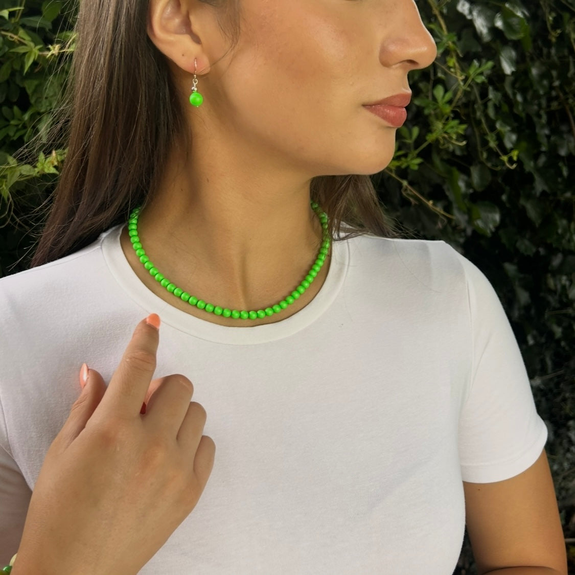 Neon Green Pearl necklace