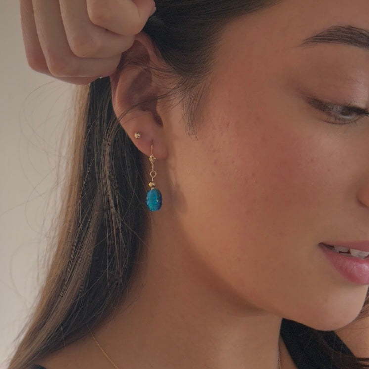 Indian Turquoise Fleur de Lis earrings.
