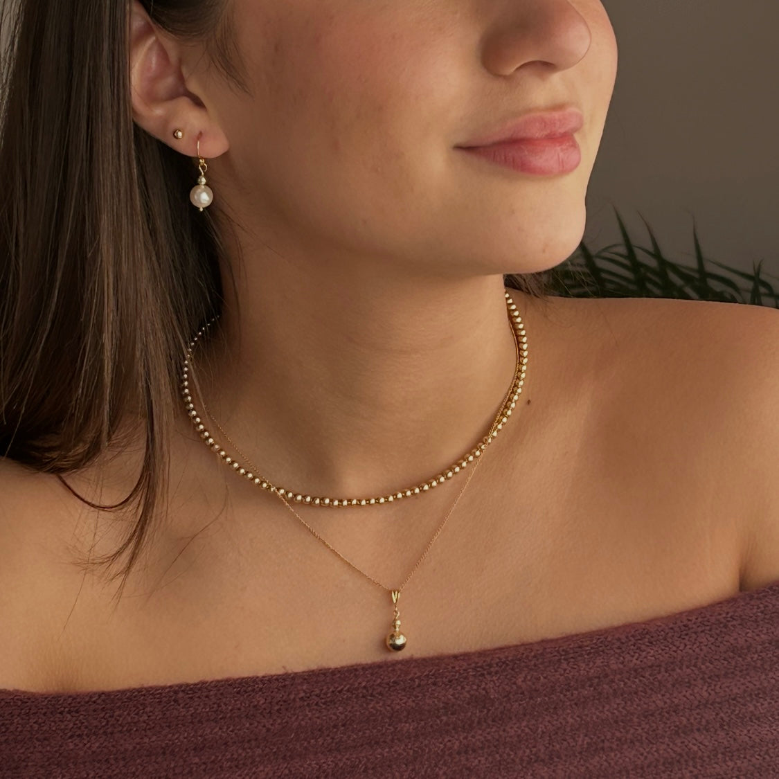 Hammered Gold Ball necklace