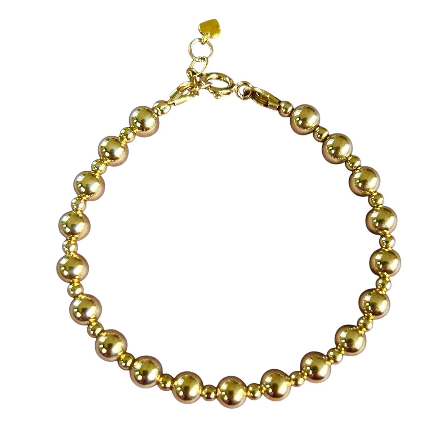 Large Beaded 14K Gold Filled (or Silver) Bracelet