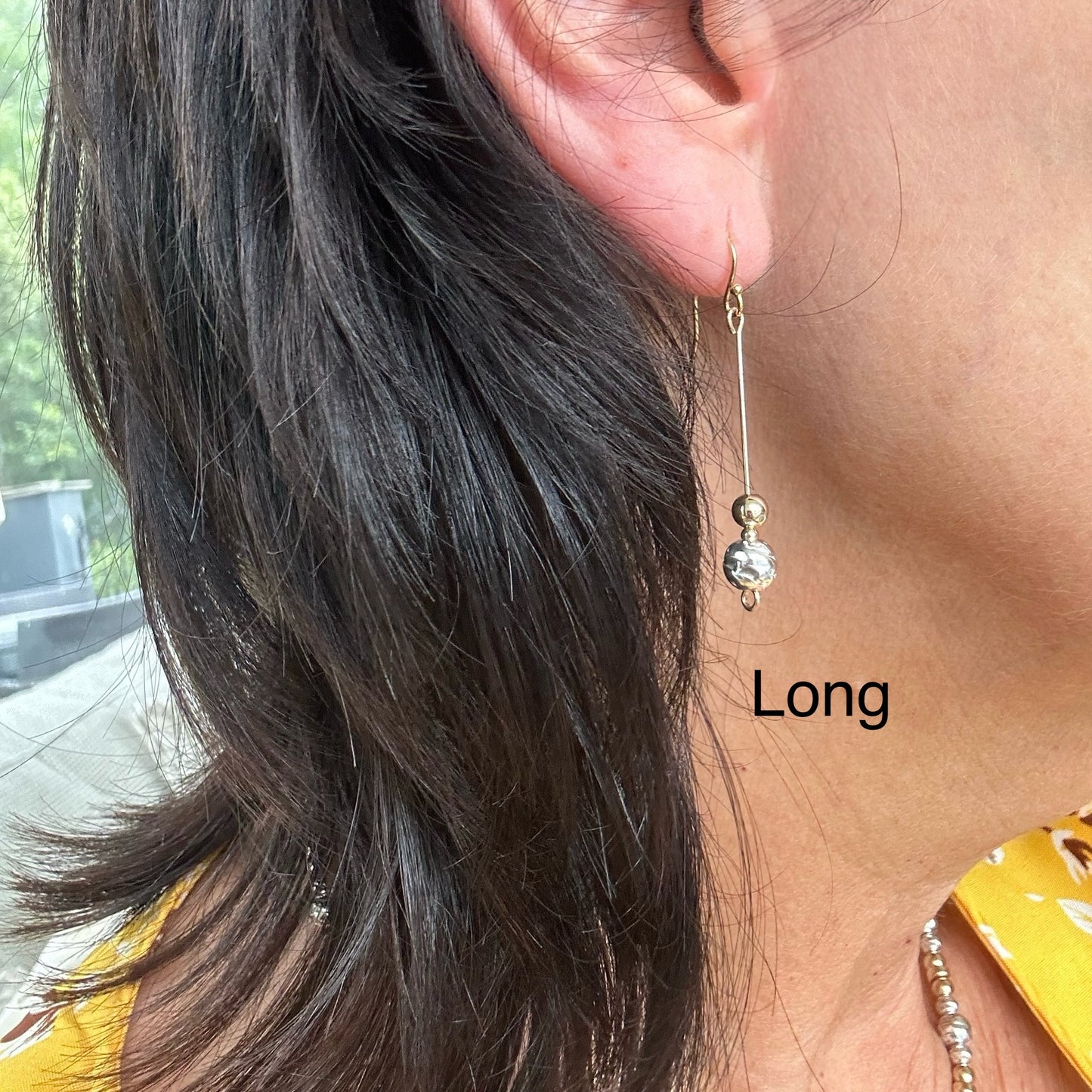 Gold with hammered silver earrings