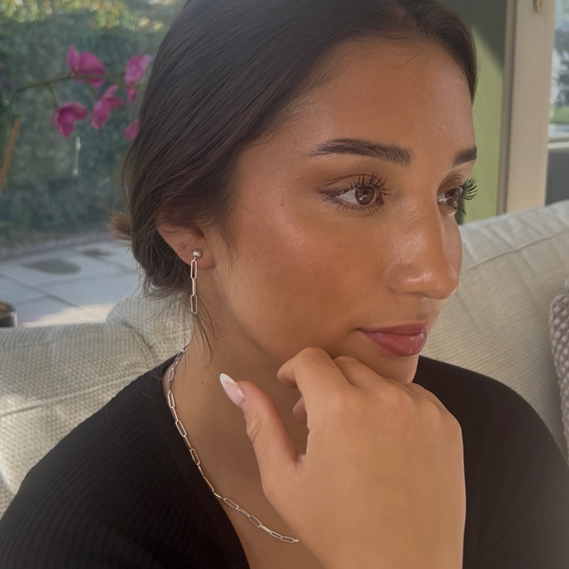 Silver link (paper clip) earrings
