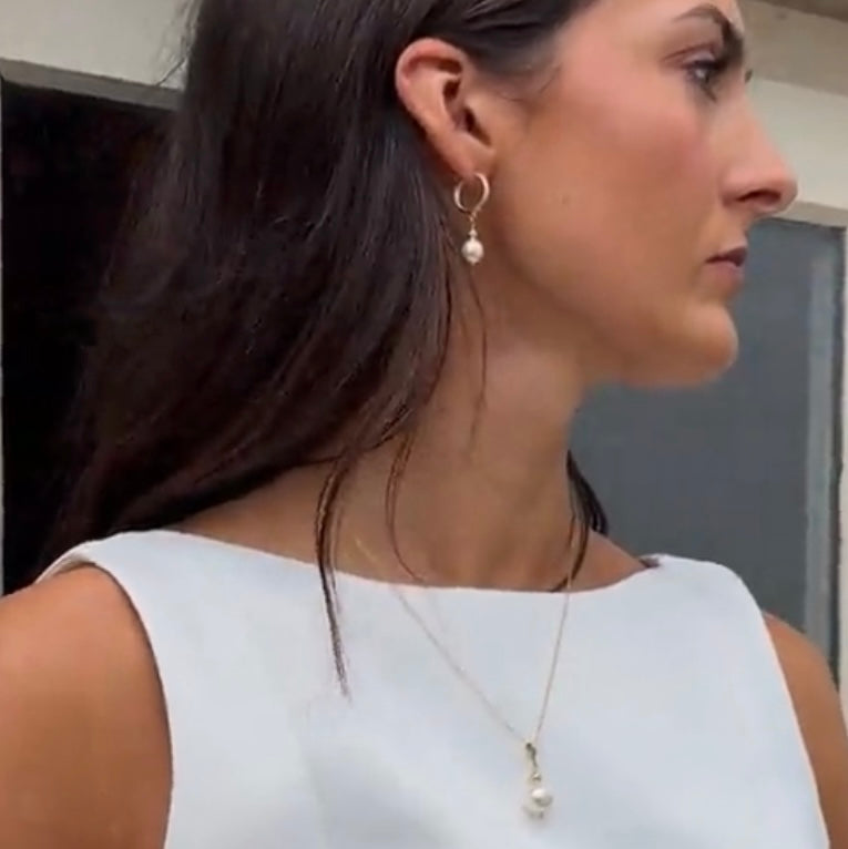 Swarovski Pearl Huggies