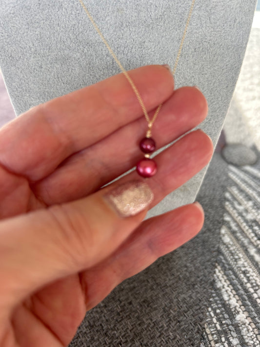 9ct Gold Freshwater Burgundy Pearl  Pendant