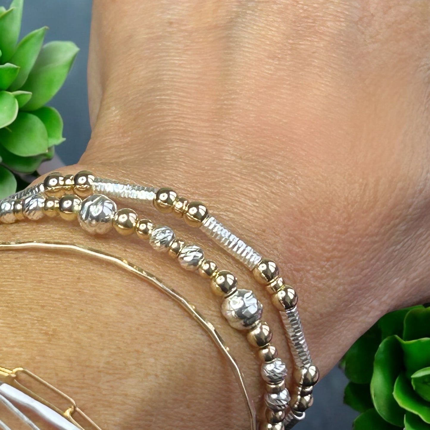 Gold and Silver tubular bracelet