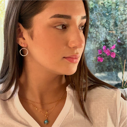 Silver Hammered Hoops