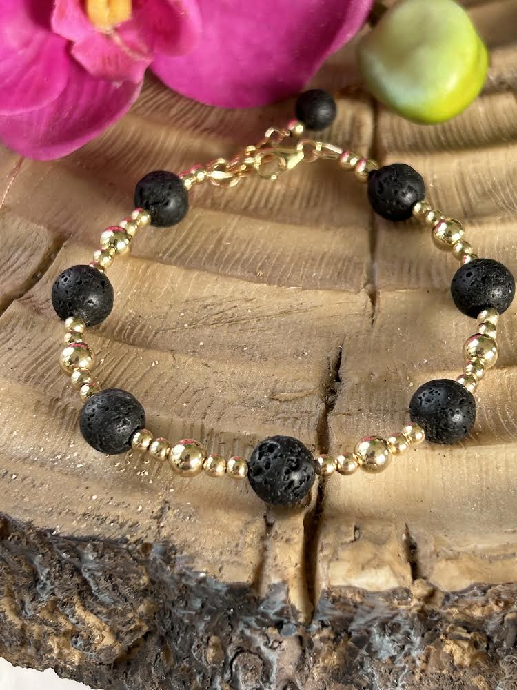 Lava Stone 14K Gold Filled Bracelet