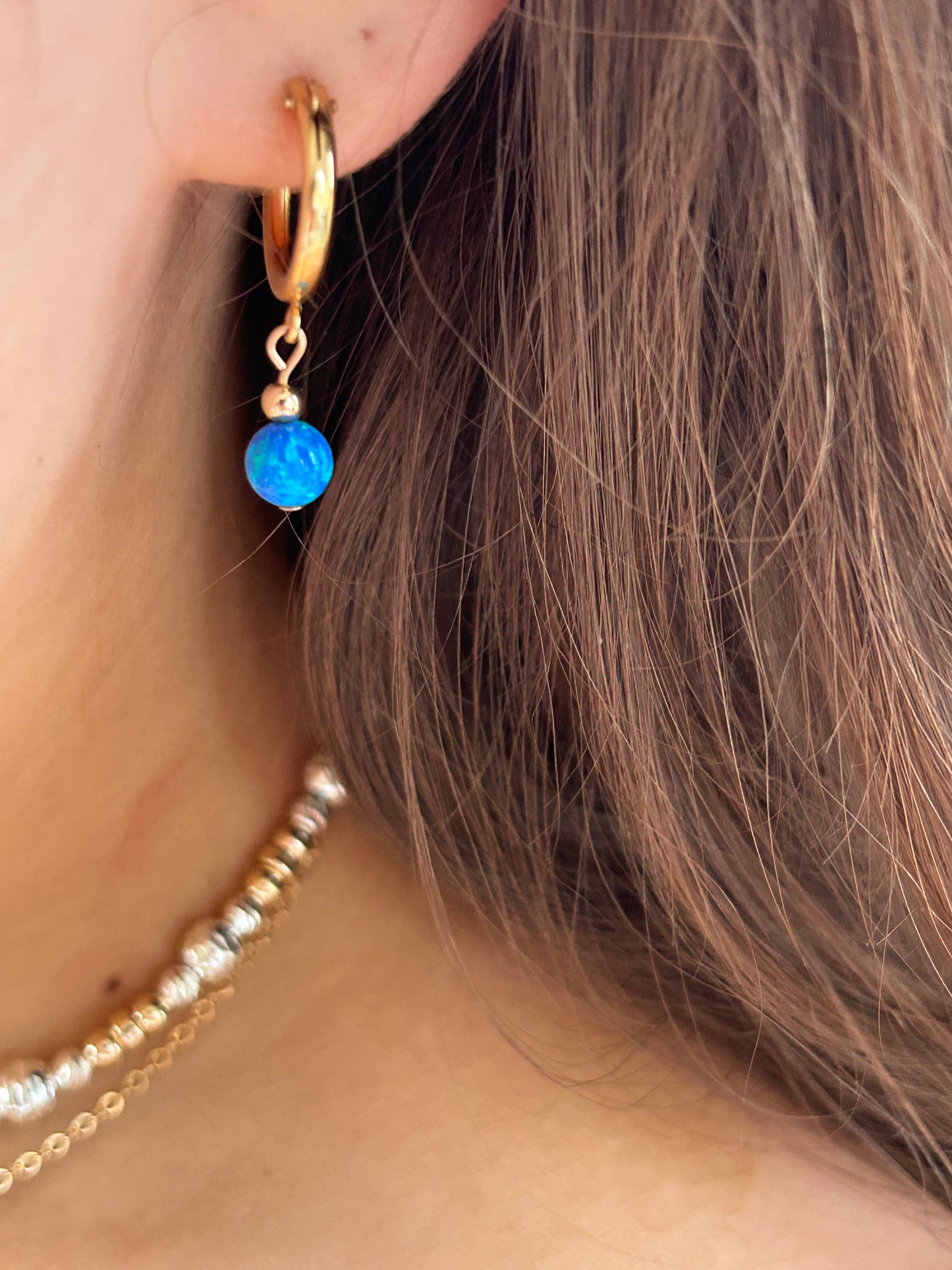 Blue fire Opal Huggies