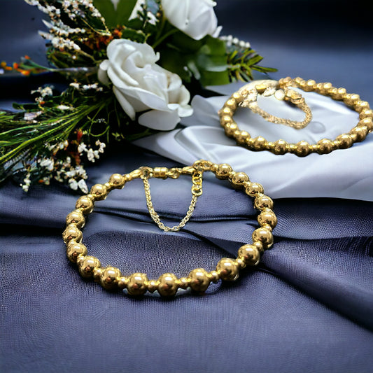 Large Beaded 14K Gold Filled (or Silver) Bracelet