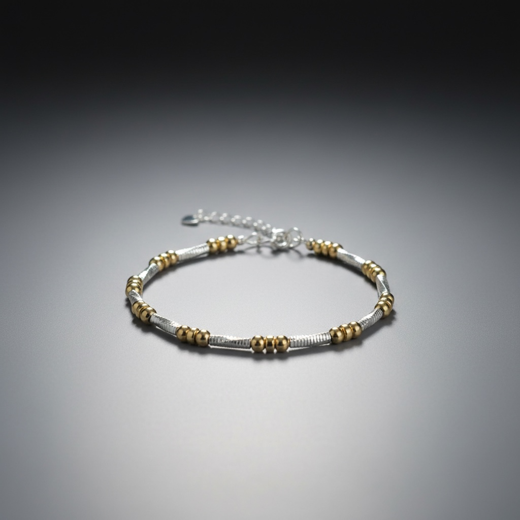 Gold and Silver tubular bracelet