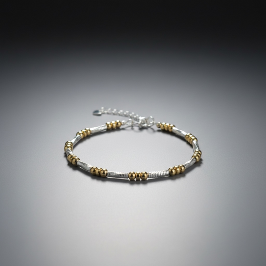 Gold and Silver tubular bracelet