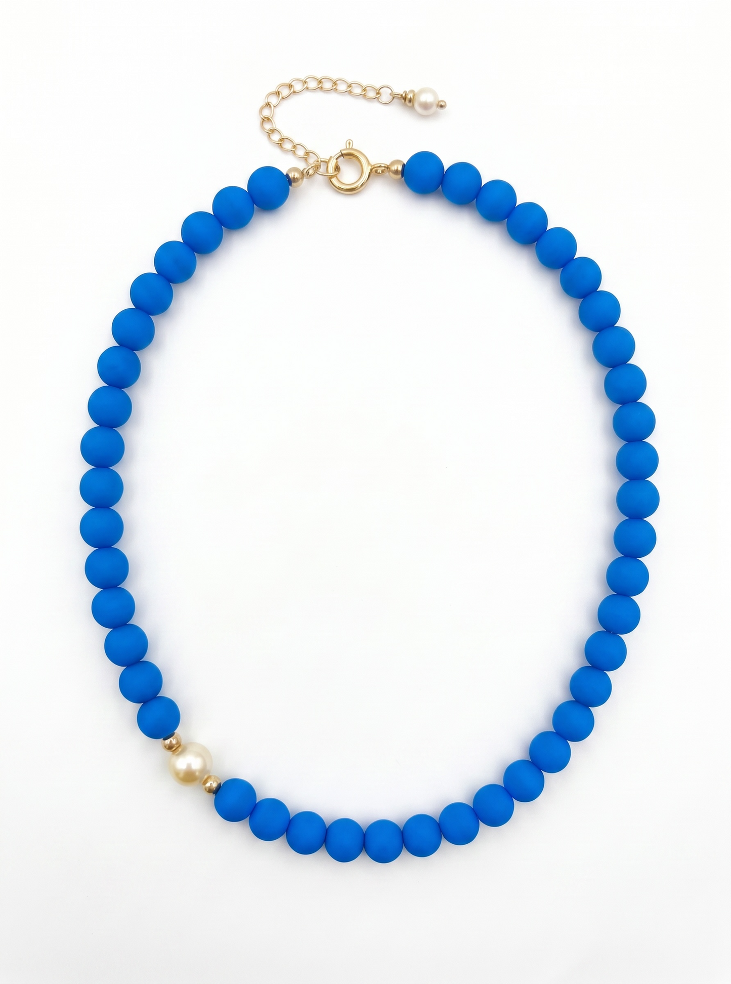 Neon Blue Swarovski Pearl necklace