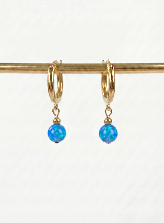 Blue fire Opal Huggies