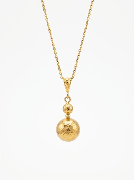 Hammered Gold Ball necklace