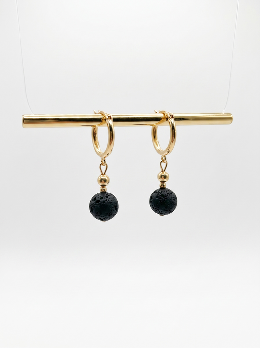 Black Lava Stone Huggies