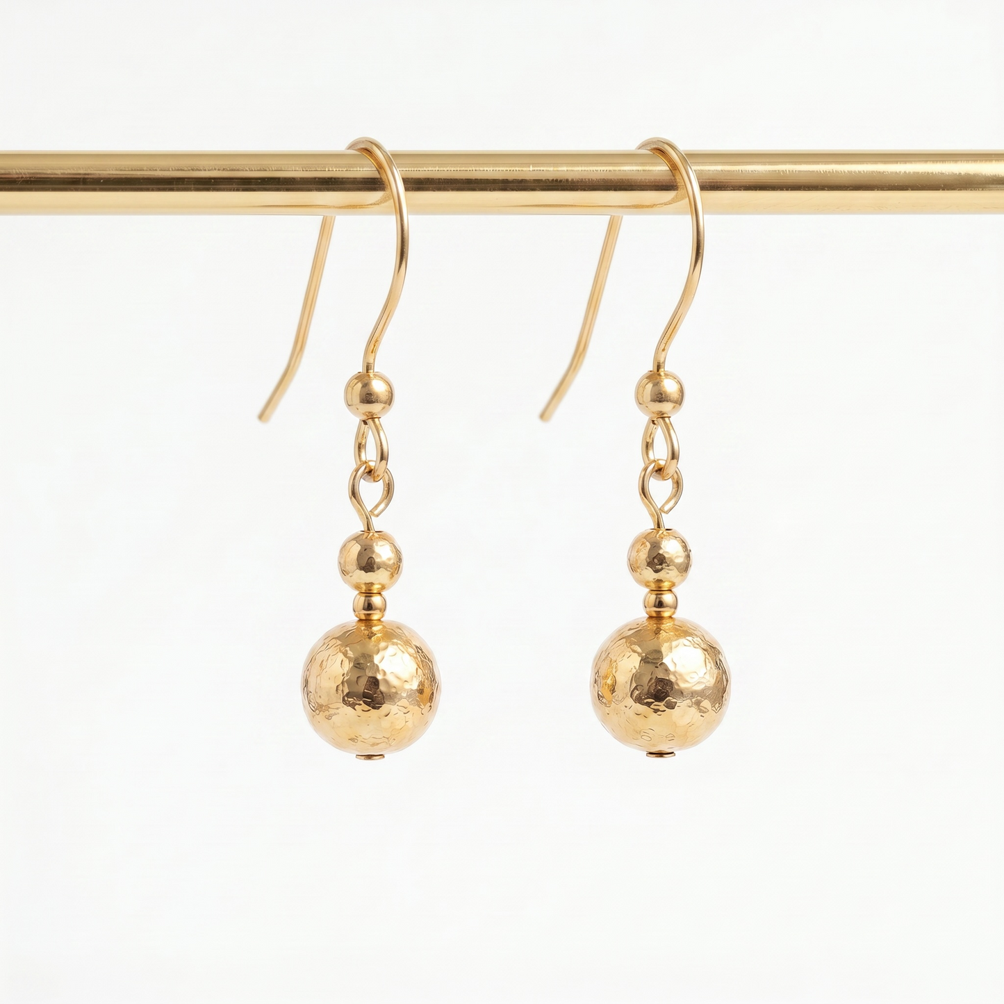 Hammered Gold Drop Earrings