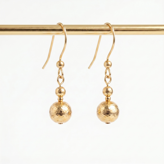 Hammered Gold Drop Earrings