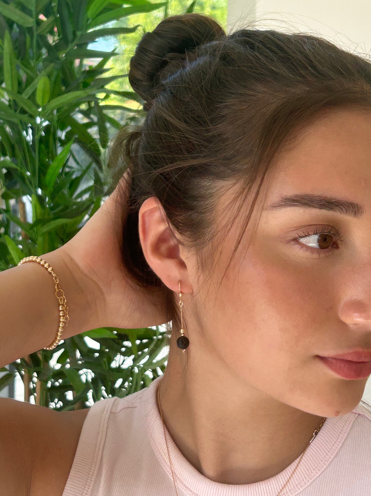 Lava Stone 14k Gold Filled Earrings