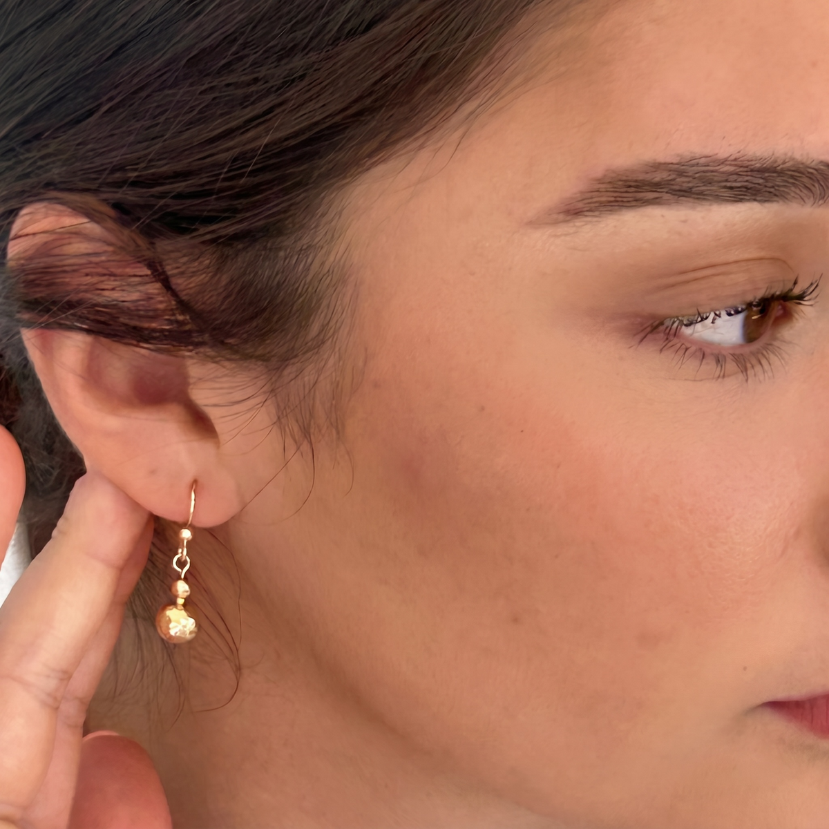 Hammered Gold Drop Earrings