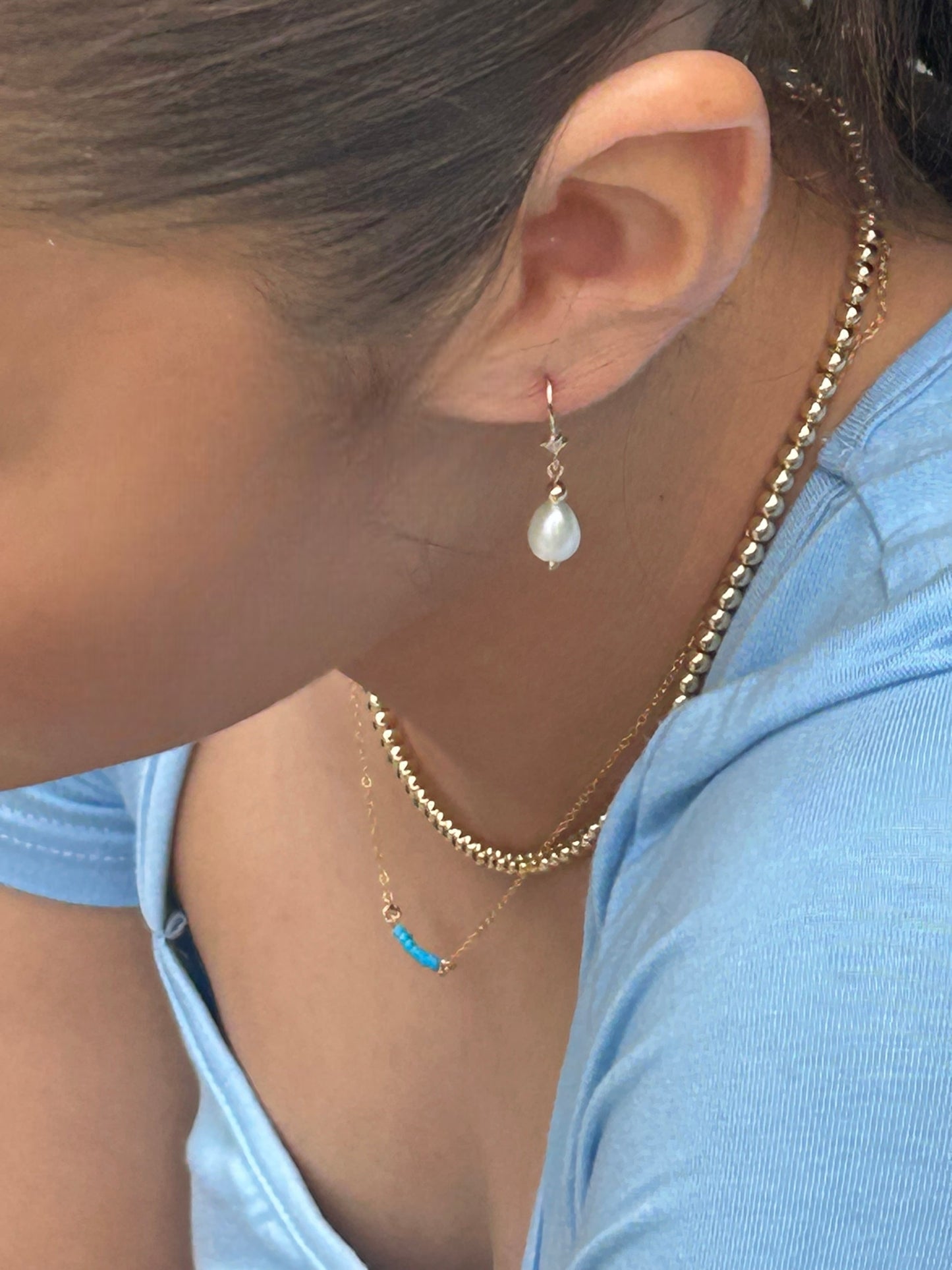 Fleur de Lis Gold Filled Pearl Earrings