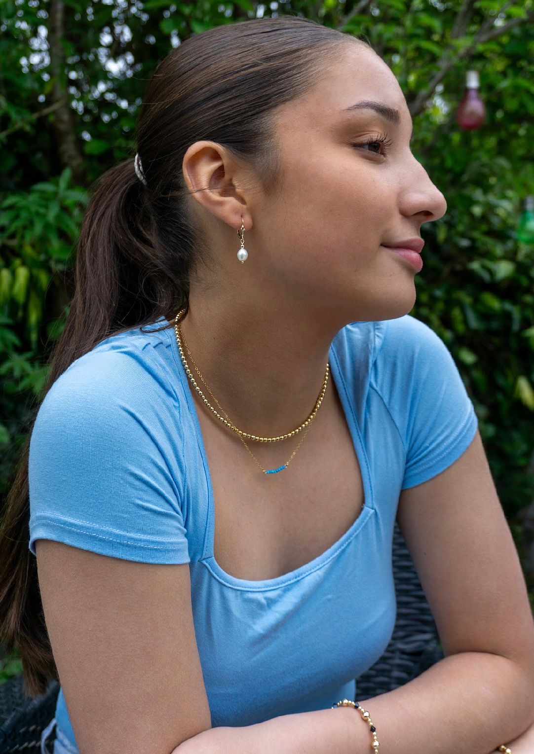 Fleur de Lis Gold Filled Pearl Earrings