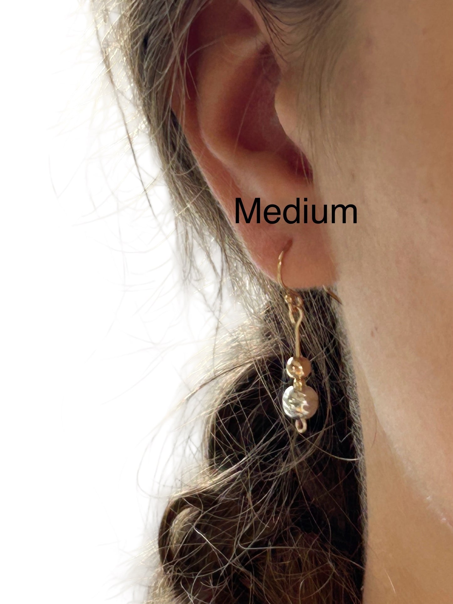 Gold with hammered silver earrings