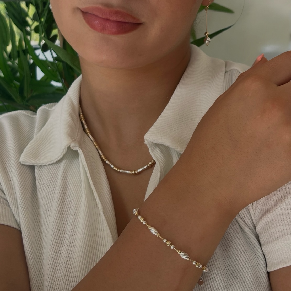 Oval Gold and  silver mixed metal bracelet