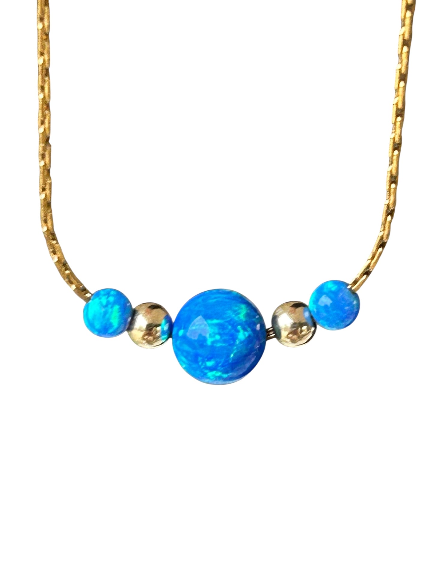 Opal trio gold necklace