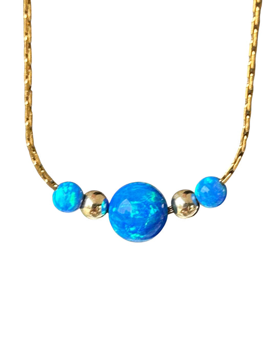 Opal trio gold necklace